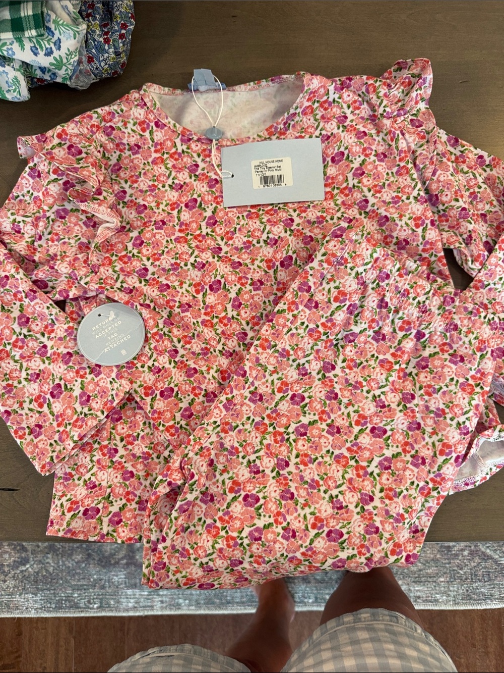 Girls' Pink Floral Long Sleeve Top & Leggings Matching Set 11/12